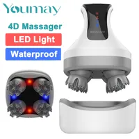 YouMay 4D Electric Head Massager Wireless Scalp IPX7 Vattentät Främja Hair Growth Body Deep Vävnad Kneading 220222