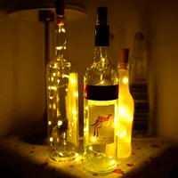 Livraison rapide 2M 20 LED Mini bouchon de bouteille de bouteille de bouteille de cordes de cordes de décoration de la cordes de décoration légère chaude blanche lumière terre jaune matériau de haute qualité