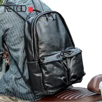 HBP Aetoo Leather Shoulder Bag, Head Leather Men's Travel Bag, Casual Handgjord Plant Tanning Läderväska, Vintage Trend Mäns Väska