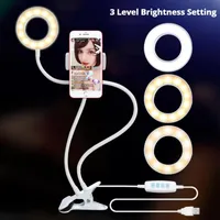 LED Selfie Ring Light with Flexible Long Brack Holder Desktop Desktop clip USB Ring Lampada per telefono YouTube Tiktok Live Stream