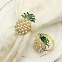 Servettringar Ananasform Pearl Beaded Shining Gold Chopening Bangle Metal Wedding Present Party Supplies