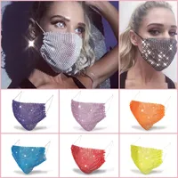 20 adet Moda Renkli Örgü Parti Maskeleri Bling Elmas Rhinestone Izgara Net Yıkanabilir Seksi Hollow Maske Kadınlar için