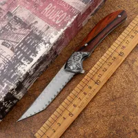 Новый Damascus Steel Blade деревянная ручка карманный карманный кемпинг выживание охотничьи анти-тело многофункциональный EDC инструмент для фруктов складной нож
