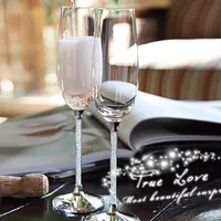 2pcs set Luxury Crystal Diamond Champagne Cup Goblet wine glass romantic wedding glasses Gift box Party drinkware Supplies Q1222