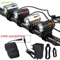 자전거 조명 Walkfire 자전거 라이트 헤드 램프 2200 루멘 4 모드 L2 LED 토치 사이클 전선 낮은 빔 높은 램프 6400mah1