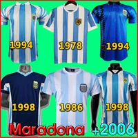 1986 Argentina Retro Fútbol Jersey Maradona 86 Vintage Classic 1978 Retro Argentina Maradona 1986 Camisetas de fútbol Maillot Camisetas de Futbo