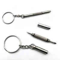 Mini-Metalltasten Kettenreparatur Brillenrahmen Mobiltelefon Uhrwerkzeug-Schnalle Schraubendreher Schlüsselanhänger 3 in 1 Funktion M2