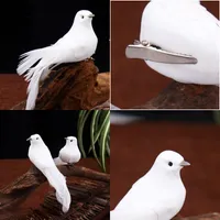 DIY pianki białe gołębica klip pióro 12 sztuk garnitur sztuczny ptak sklep roślina dekoracja symulacji Gołębie gorąca sprzedaż 1 55ky G2