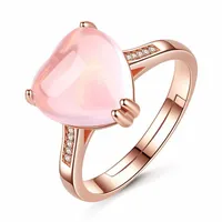 Cluster ringen moonrocy rose goud kleur roze opaal ring ross quartz kristal hart sieraden groothandel voor vrouwen meisjes drop lover cadeau1