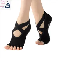 Lace-up Five Toe Yoga Socks Dance Anti-slip calzino Elasticità traspirante Elasticità in cotone Pilates Mezzo-dato Sport
