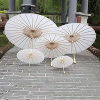 Guarda-chuvas de papel eco-friendly cor branca cor de longa mão guarda-chuvas de casamento chinês mini artesanato diy guarda-chuva 20cm 30cm 40cm 60cm 190k