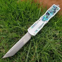 Abalone Damascus Tanto Blade Double Action Automatische Auto Tactische Camping Mes Jacht Fodling Messen Pocket Tool Xmas Gift Mes