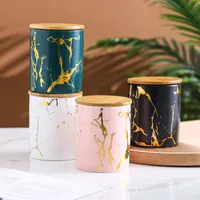 Bouteilles de rangement Pors Céramique Aurance Jar Nordic Modèle de marbre Séché au thé Dried Fruit Fleur de café Candy Cuisine Boîte