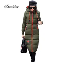 Зима с капюшоном пальто с капюшоном Длинные теплые тонкие женщины хлопчатобумажные Casaco Feminino Abrigos Mujer Invierno Wadded Parkas Enterwear T200909