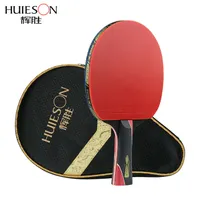 Huieson 5 yıldız siyah kırmızı karbon fiber masa tenisi çift sivilce-genç oyuncu için lastik pingpong raket