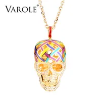 VAROLE Collares Necklace Women Enamel 3D Colorful Skeleton Necklaces & Pendants Vintage Choker Statement Necklace Collier