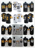 Mens Womens Youth Pittsburgh's Steelers's 2 Mason Rudolph 90 T.J. Watt 7 Ben Roethlisberger 55 Devin Bush Custom Football Jerseys