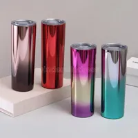 Gradient Color Stainless Steel Water Bottles Tumbler Car Water Cup Vacuum Double-layer Couple Coffee Beer Mug Outdoor Portable Thermoses C0118