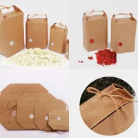 Pirinç Kağıt Torba Çay Ambalaj Karton Kağıt Torba Düğün Kraft Kağıt Torbaları Gıda Depolama Ayakta Ambalaj Çanta 249 J2