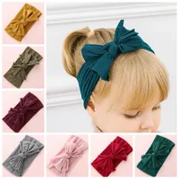 Hair Accessories Knot Bow Nylon Headbands, One Size Fits Most Wide Turban Head Wraps Soft Headwrap, Baby Girls