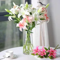 Decorative Flowers & Wreaths Artificial Lily Simulation Bouquet Indoor Living Room Plastic Decoration Floor Dry Flower Vase Arrangement Orna