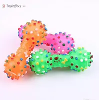 Игрушки для собак красочные пунктирные гантели в форме собачьи игрушки сжимают скрипучие искусственные костные животные жевать игрушки для собак B0113