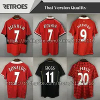 1998 Retro Version Jerseys Cantona Keane 00 01 02 Fotboll Jersey # 7 Beckham # 11 Giggs Scholes 98 99 Retro Fotbollskjorta