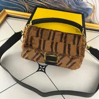 fend Golden Velvet Baquette Bags Fashion Flap Handbag Purse Real Leather Crossbody Bag Magnetic Buckle Wide Belt Shoulder Bag Tote Messenger Bag YWVO