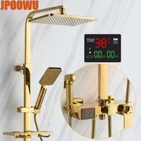 Bathroom Shower Sets Digital Gold Faucet System Cold Mixer Thermostatic Set Wall Mount Rain Tap Bathtub Full Kit SPA Grifo