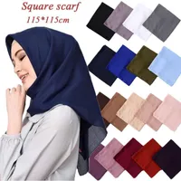 Bufandas 115 * 115cm Mujer Plaza Hijabs Hijabs Musulmán Bufanda Negro Sólido Plazo Planeamiento Pañal Moda Hijuab Shaw al Por Mayor Precio 10pc / Lot1
