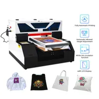 Printers A3 T-Shirt Printing Machine DTG Printer With Touch Screen White Ink Cycle System Flatbed For Hoodie Canvas Bag Jeans