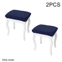 Chair Covers 2pcs Furniture Solid Rectangle Stretch Bar Checked Jacquard Stool Cover Slipcover Protector Seat Washable Universal1