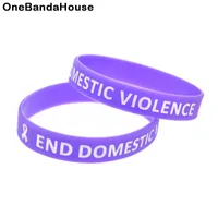 100PCS End Domestic Violence The Silence Rubber Bracelet Ink Filled Logo Purple Adult Size Promotion Gift