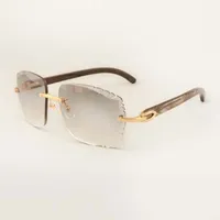 High-end solglasögon 3524014 med naturliga svarta texturerade buffs horn och gravyr linsglas, 58-18-140mm
