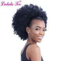 10 pulgadas Afro Puff Synthetic Hair Bun Chignon Hairpiece para las mujeres cordón Ponytail Kinky Curly Updo Skin Extensions 220208