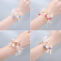Charm Bracelets Flower Wrist Corsage Butterfly Bridesmaid Hand For Wedding Prom EA