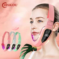 NXY Face Care Devices HSKOU 얼굴 리프팅 장치 LED Photon 치료 슬리밍 진동 마사지 기계 더블 턱 V 모양의 뺨 리프트 얼굴 0222