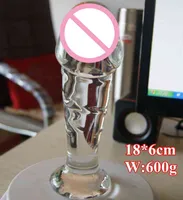 NXY Dildos !18*6cm Big Glass Dildo Realistic Penis Dick Huge Lesbian Gay Sex Products Toys for Woman Men Shop 0105