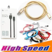 Typ C USB-Kabel 2.4A-Ladegerät-Adapter ungebrochenes starkes Metall-Braid-Micro-USB-Kabel V8 für Samsung S20 S7 S6 S5 Android mit Box-Paket