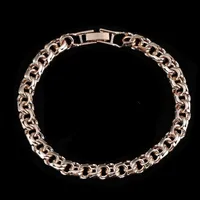 Bismark pulseira 585 cor de ouro rosa jóias uma forma de tecelagem longa 7mm largamente catenary cor ouro bracelete homens e mulheres 220121