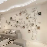 Wall Stickers Tree Po Frame Sticker DIY Mirror Wall Decal Home Decoration Living Room Bedroom Poster TV Background Wall Decor 220118