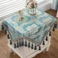 Tischdecke neben der Kleidung Europa Blue Square Quasten Tischdecke hochwertige Luxushochdekoration moderne Abdeckungen