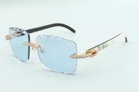 2021 최신 스타일 천연 혼합 버팔로 뿔 사원 선글라스 3524020, 절단 렌즈 끝없는 다이아몬드 안경, 크기 : 58-18-140mm