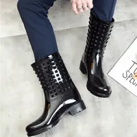 Водонепроницаемый женский PVC Mid Boots Женская модная обувь 2020 Горячий стиль девушки дождь лодки Q1216