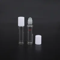 50pcs / lot Förderung Glas 10 ml Parfümflasche Weißes Deckel 1 / 3Oz ätherische Ölbehälter Frauen Kosmetische Topf Nachfüllbare Rolle auf Jargood Qualitty