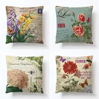 Imitation Hamp Pillow Cover Vintage DIY Färska Blommor Cartoon Leaf Pillowcases Sofas Couch Kudde Skydd Hem Inredning Hot Sale 3 8ys M2
