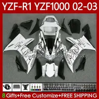 Motorradkörper für Yamaha YZF-R1 YZF-1000 YZF R 1 1000 CC 00-03 Karossergebnis 90.40 YZF R1 1000cc YZFR1 02 03 00 01 YZF1000 2002 2003 2000 2001 weiß schwarz OEM Fantawings Kit