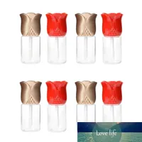 1 pcs 10,5ml Tubos vazios de brilho labial tubos transparentes DIY bálsamo de bálsamo recipientes com flor rosa em forma de tampa ferramenta de maquiagem