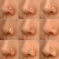Stainless Steel Heart Clip On Nose Ring Star Fake Nose Piercing Clip On Cross Nose Clip Fake Jewelry Faux Piercing Nez