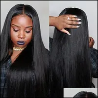 Synthetic Wigs Hair Products Selling Long Straight Wig Simation Human Black Silky Fl In Stock Drop Delivery 2021 Jq02G
